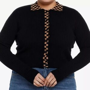 Black and Tan Checkered Women's Sweater